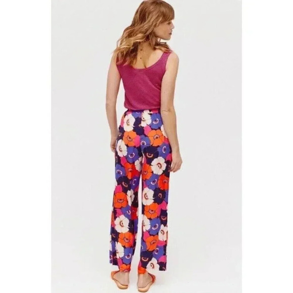 Jules & Leopold Floral Pull On Wide Leg Pants Boho Hippie 70s Size Medium New - Picture 1 of 13